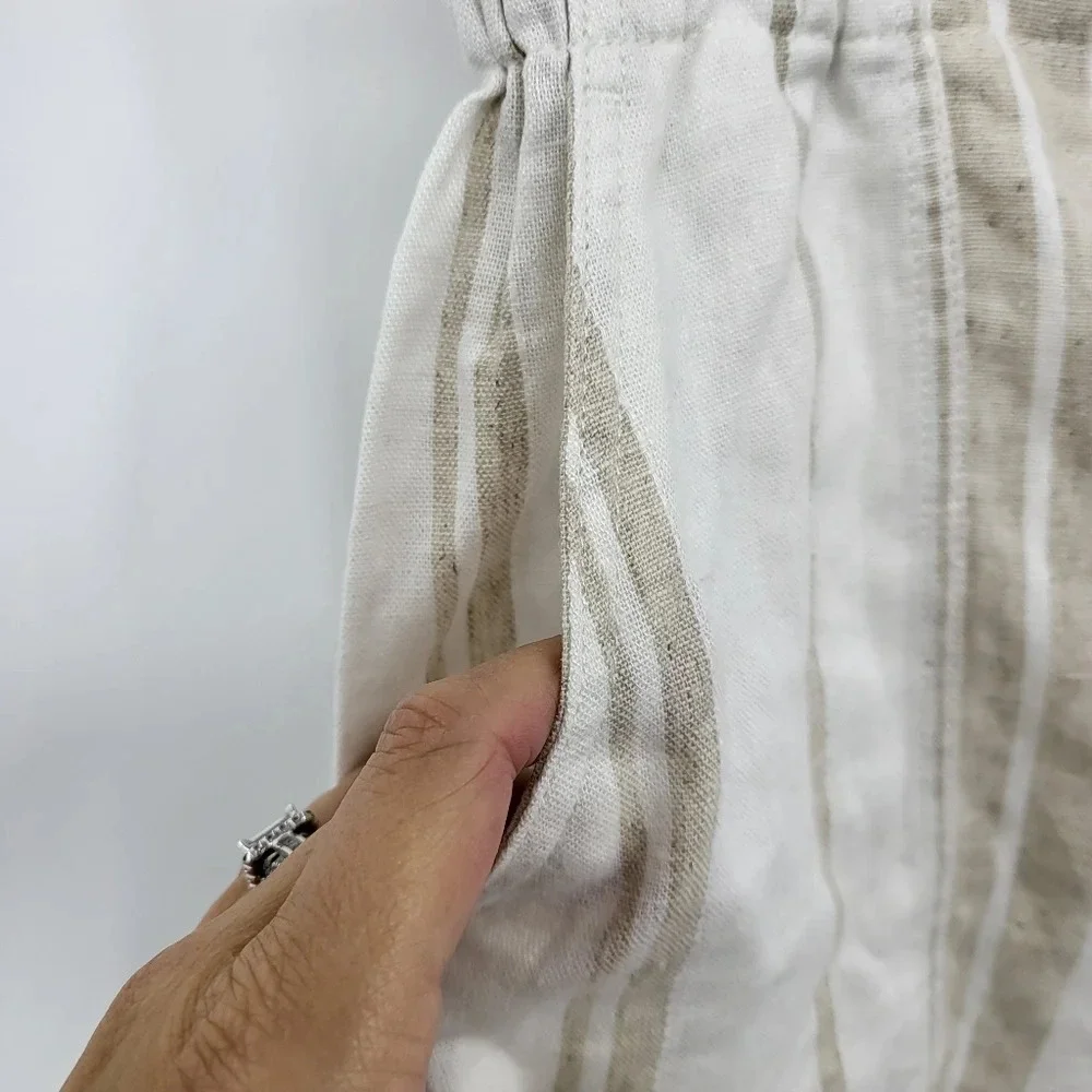 Madewell Women's Linen Blend Striped Elastic Waist Sz Small NEW
